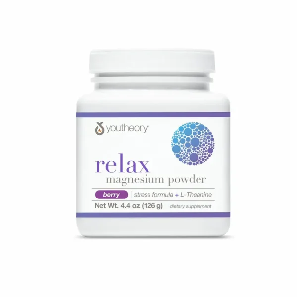 Youtheory Relax Magnesium Powder with L-Theanine – Berry Flavor