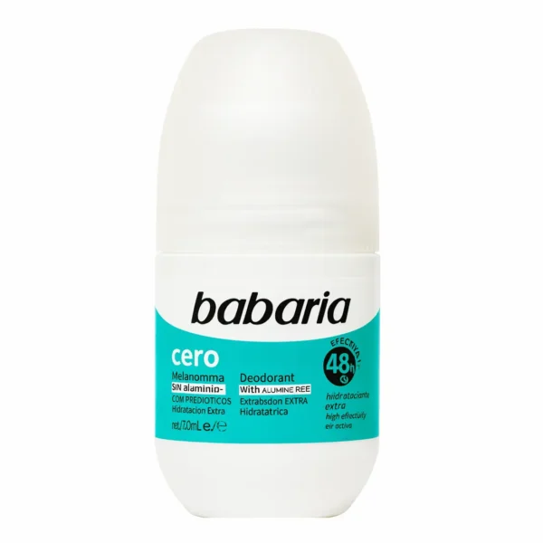 Babaria Cero Deodorant Roll-On with Prebiotics (Aluminum-Free)